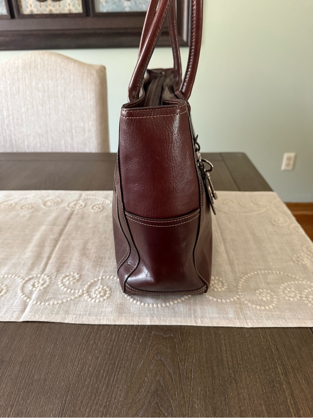 Fossil Large Brown Leather Tote Handbag MSRP $230 - Picture 3 of 8